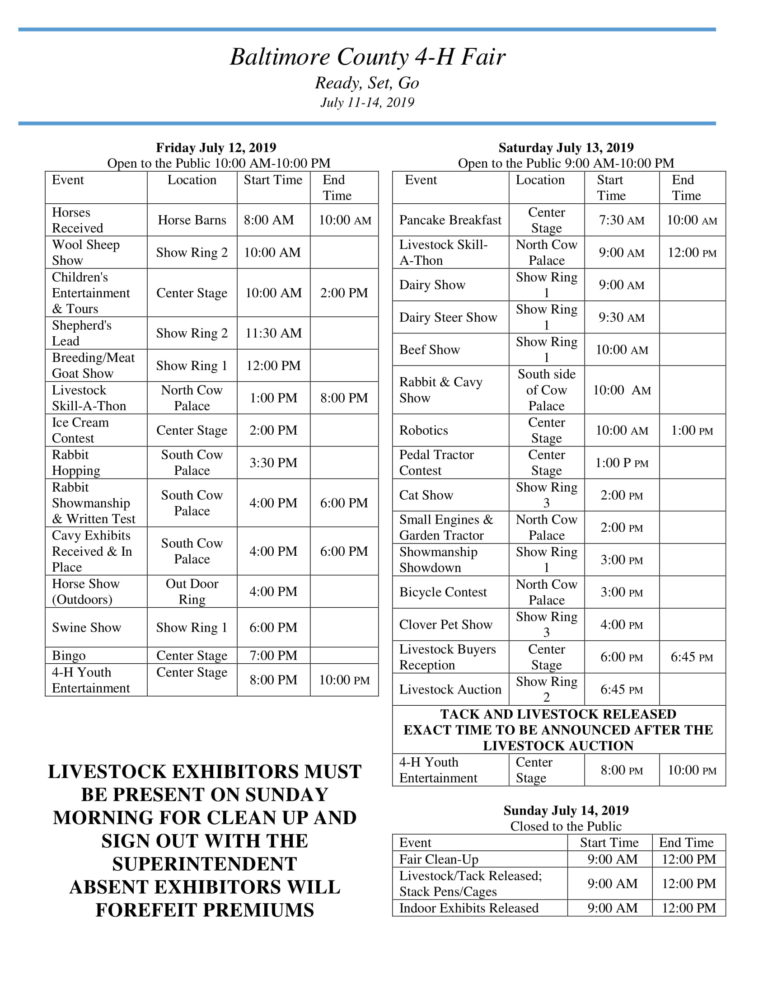 Fair Schedule_02_11_2019_v2-2 | Baltimore County 4H Fair Fair Schedule_02_11_2019_v2-2 | Baltimore County 4H Fair